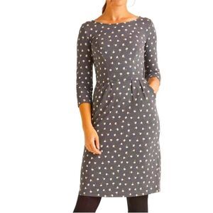 Boden Penny Jersey Dress Gray Floral Print 3/4 Sleeves Size 6P